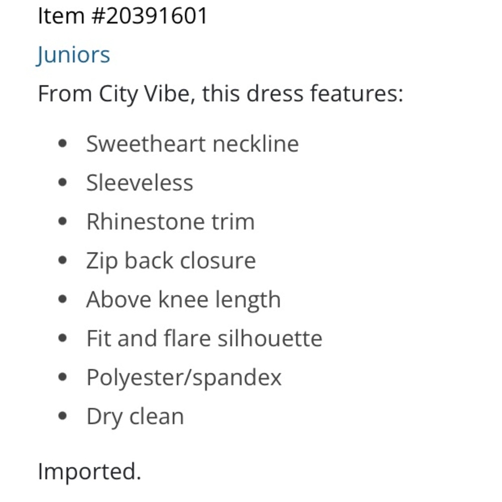 NWOT City Vibe Rhinestone Trim Plunge Fit-And-Flare Mini Dress Juniors Navy - Picture 5 of 5